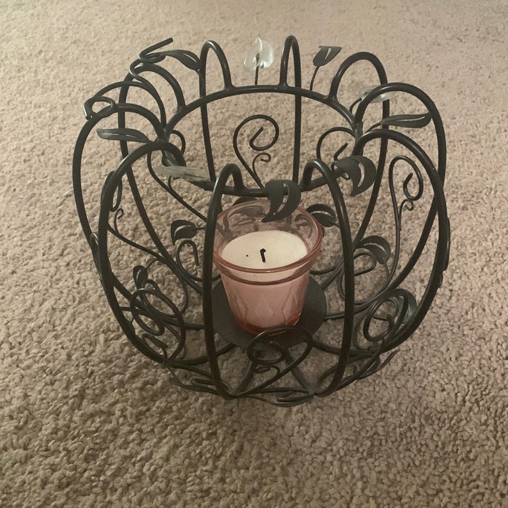 Pumpkin candle holder.